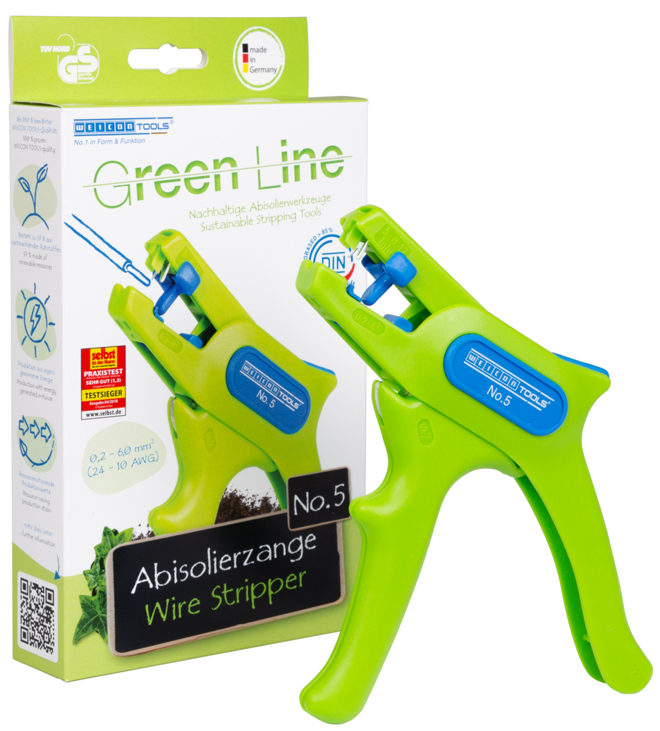 Kablo Soyucu No. 5 Green Line | Tüm yaygın çok telli ve tek telli iletkenler için sürdürülebilir sıyırma aleti I, çalışma aralığı 0,2 - 6,0 mm²