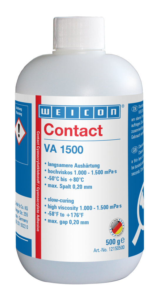 Contact VA 1500 Siyanoakrilat Yapıştırıcı | Kauçuk, metal, gözenekli ve emici malzemeler için hızlı siyanoakrilat yapıştırıcı