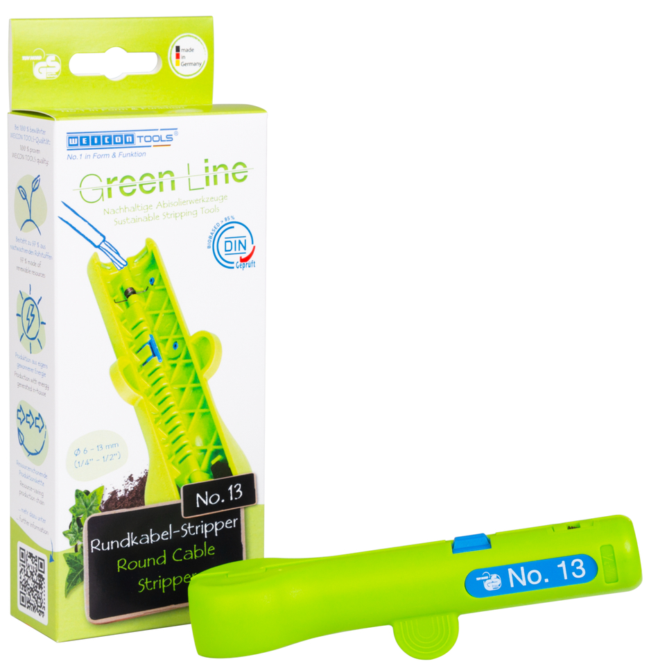 Yuvarlak Kablo Sıyırıcı No. 13 Green Line | Sustainable stripping tool I for stripping all common round cables I working range 6,0 - 13,0 mm Ø
