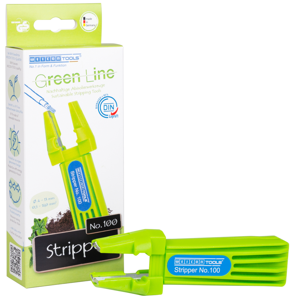 Kablo Soyucu No. 100 Green Line | Sürdürülebilir sıyırma aleti I çok fonksiyonlu sıyırıcı, çalışma aralığı 0,5 - 16 mm² / 4 - 13 mm Ø