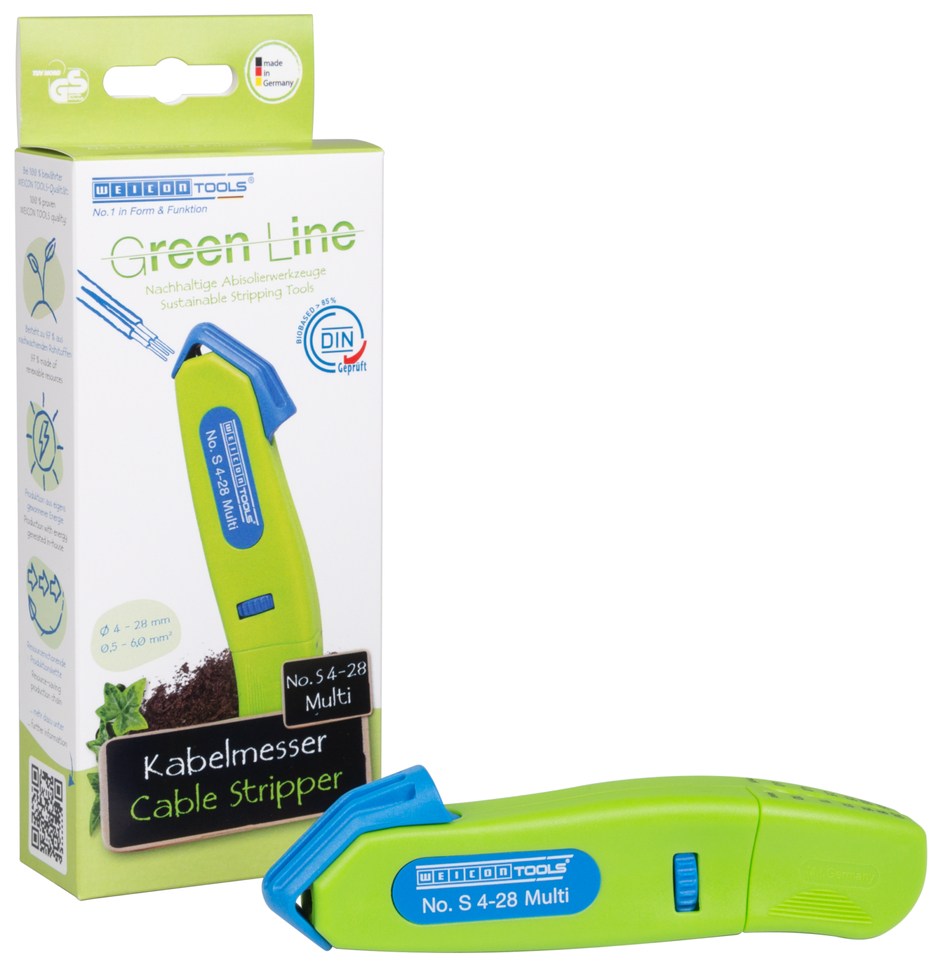 Kablo Soyucu No. S 4-28 Multi Green Line | Entegre sıyırma fonksiyonlu sürdürülebilir kablo sıyırma aleti I Çalışma aralığı 4 - 28 mm Ø