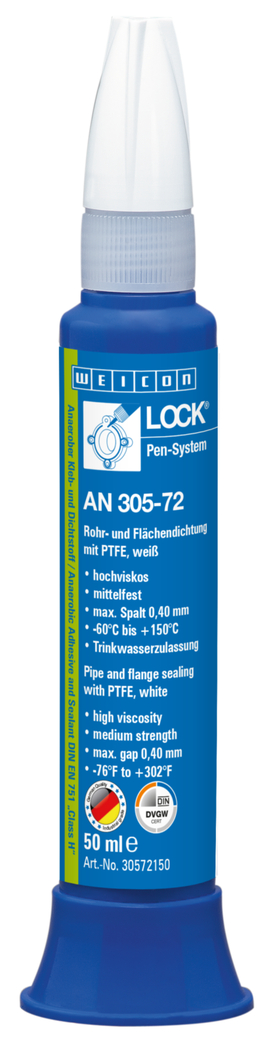 WEICONLOCK® AN 305-72 Boru ve Flanş Sızdırmazlık Malzemesi | PTFE'li, orta mukavemetli, içme suyu onaylı WEICONLOCK® AN 305-72 Boru ve Flanş Sızdırmazlık Malzemesi | PTFE'li, orta mukavemetli, içme suyu onaylı