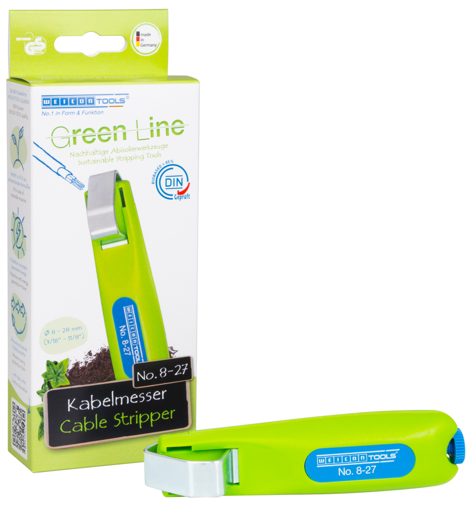 Kablo Soyucu No. 8-27 Green Line | Sürdürülebilir kablo sıyırma aleti I çalışma aralığı 8 - 28 mm Ø