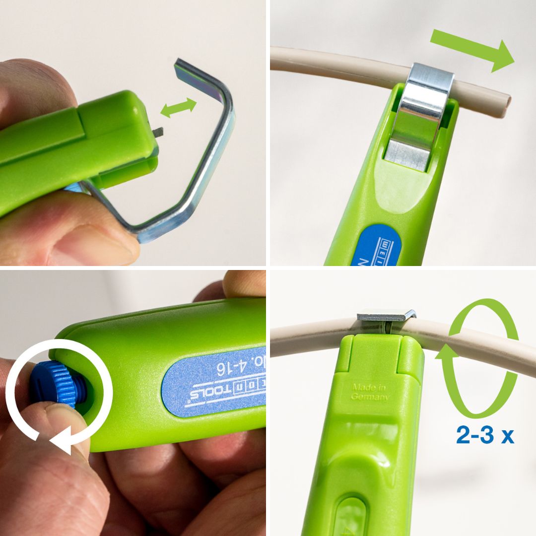 Kablo Soyucu No. 4-16 Green Line | Sürdürülebilir kablo sıyırma aleti, çalışma aralığı 4 - 16 mm Ø