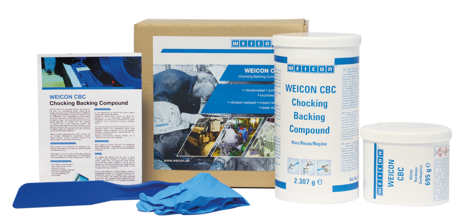 WEICON CBC | Dolgu ve enjeksiyon için grout harcı. Döküm ve boşluk telafisi için alüminyum dolgulu epoksi reçine sistemi, ABS sertifikalı