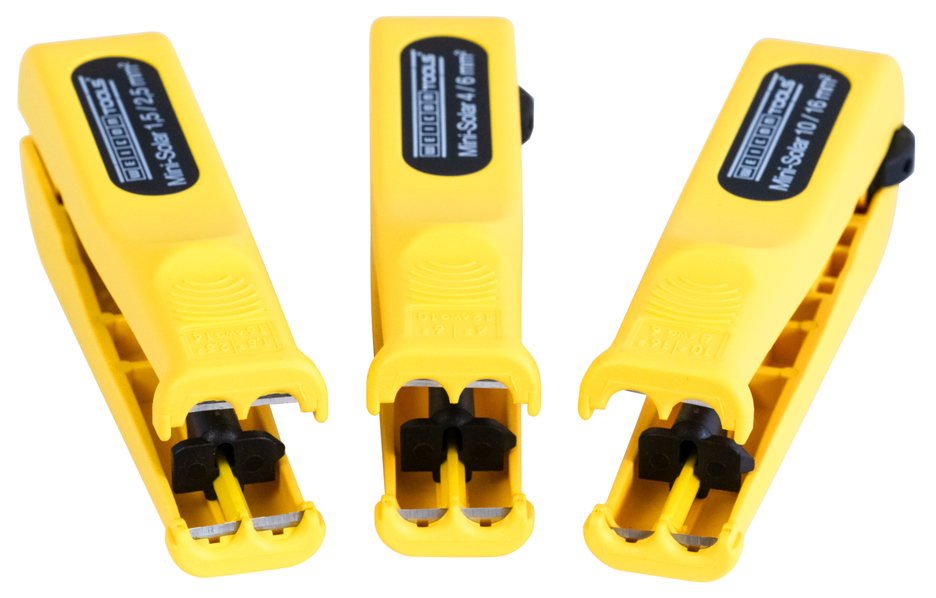 Mini-Solar 1,5/2,5 mm² | Kesiti 1,5 & 2,5 mm² olan yaygın fotovoltaik kabloları sıyırmak ve soymak için