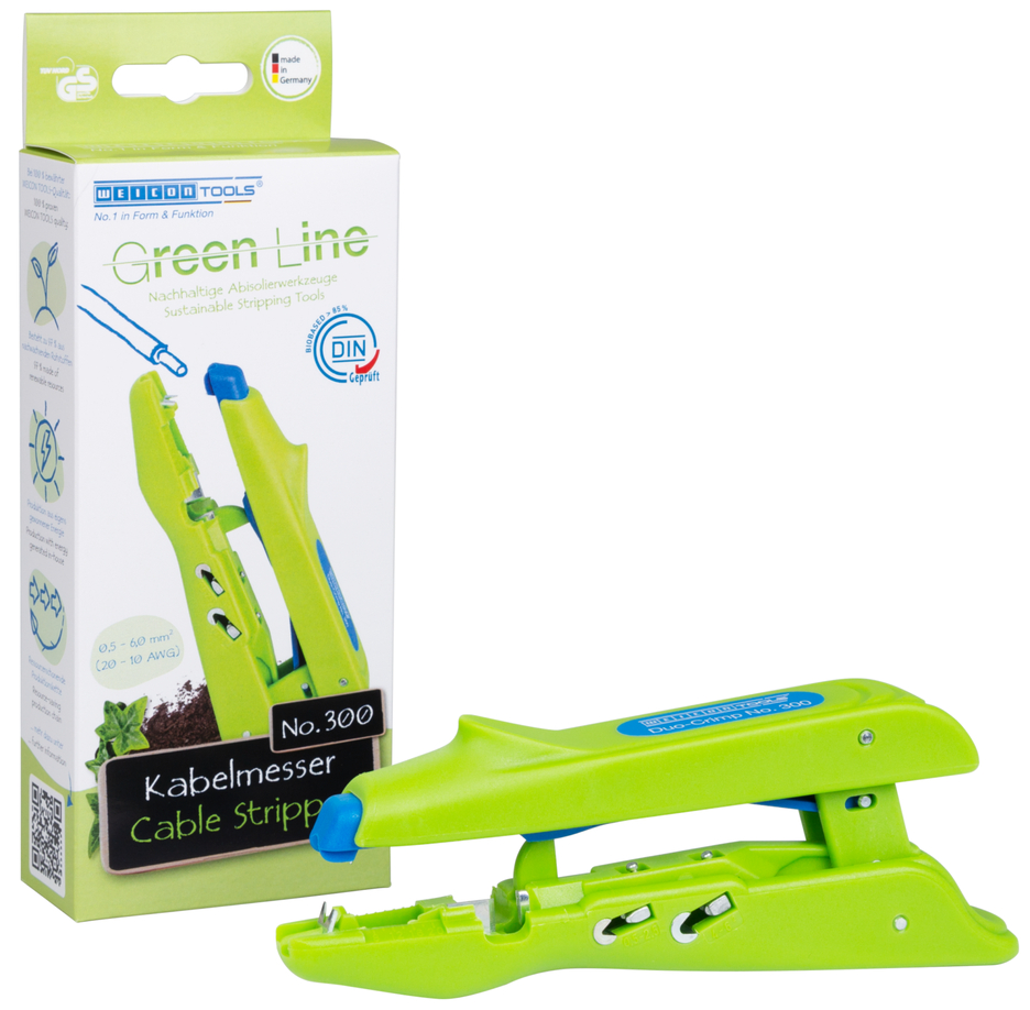 Duo-Soyucu No. 300 Green Line | Sıyırma ve sıkma için sürdürülebilir sıyırma aleti I Çalışma aralığı 0,5 mm² - 6,0 mm²