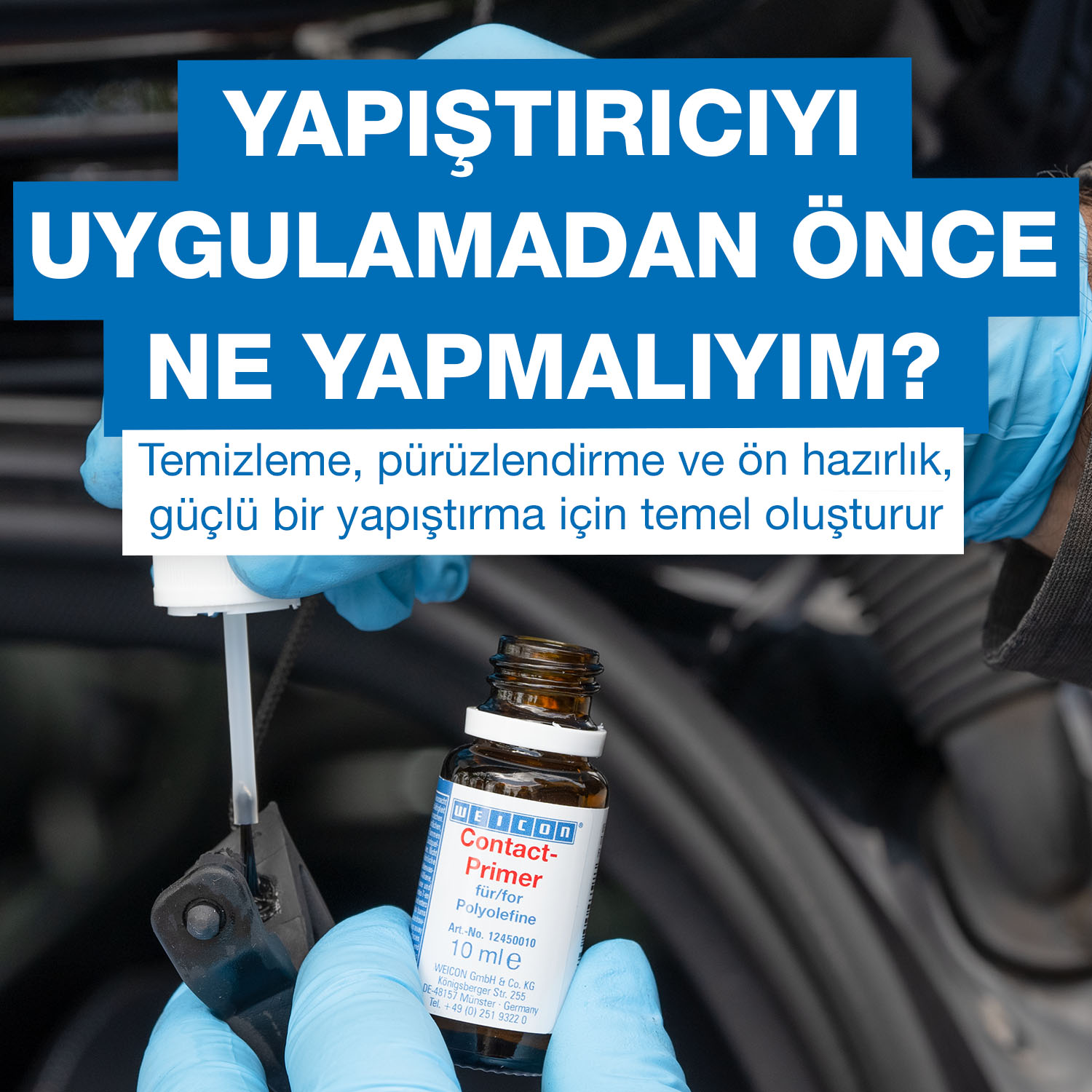 primer, contact primer, adhesive, polyolefine, blue glove