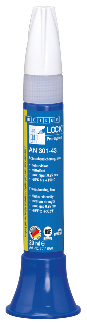 WEICONLOCK® AN 301-43 Cıvata Sabitleyici | Orta mukavemetli, içme suyu onaylı