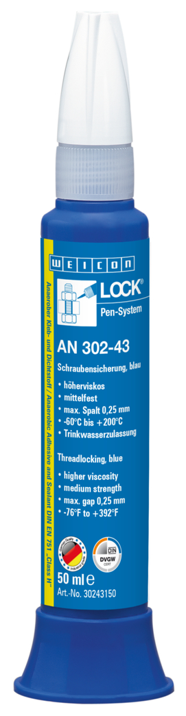 WEICONLOCK® AN 302-43 Cıvata Sabitleyici | Orta mukavemetli, daha yüksek viskoziteli, içme suyu onaylı
