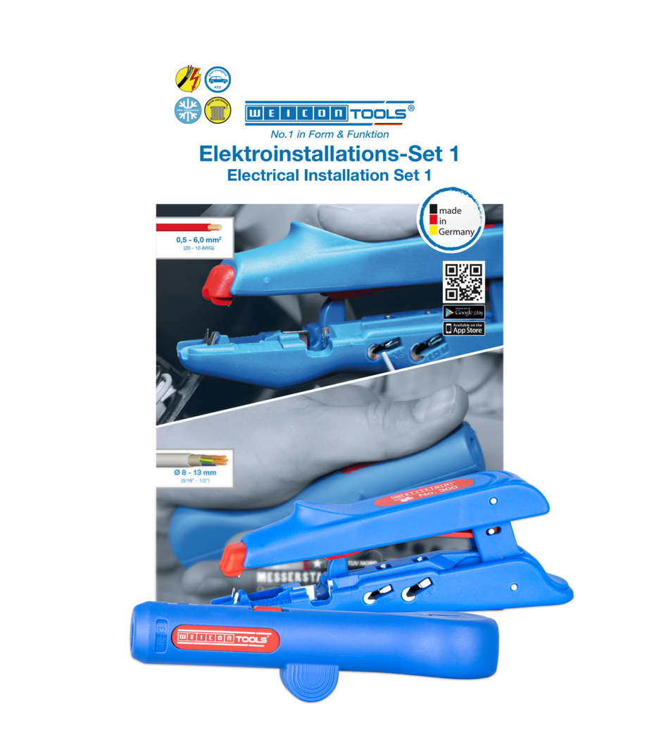 Elektrik Tesisatı Seti 1 | 2-piece stripping set incl. crimping tool and round cable stripper