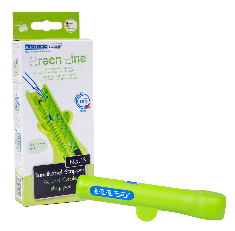 Yuvarlak Kablo Soyucu No. 13 Green Line | Tüm yaygın yuvarlak kabloları sıyırmak için sürdürülebilir sıyırma aleti I I Çalışma aralığı 6,0 - 13,0 mm Ø