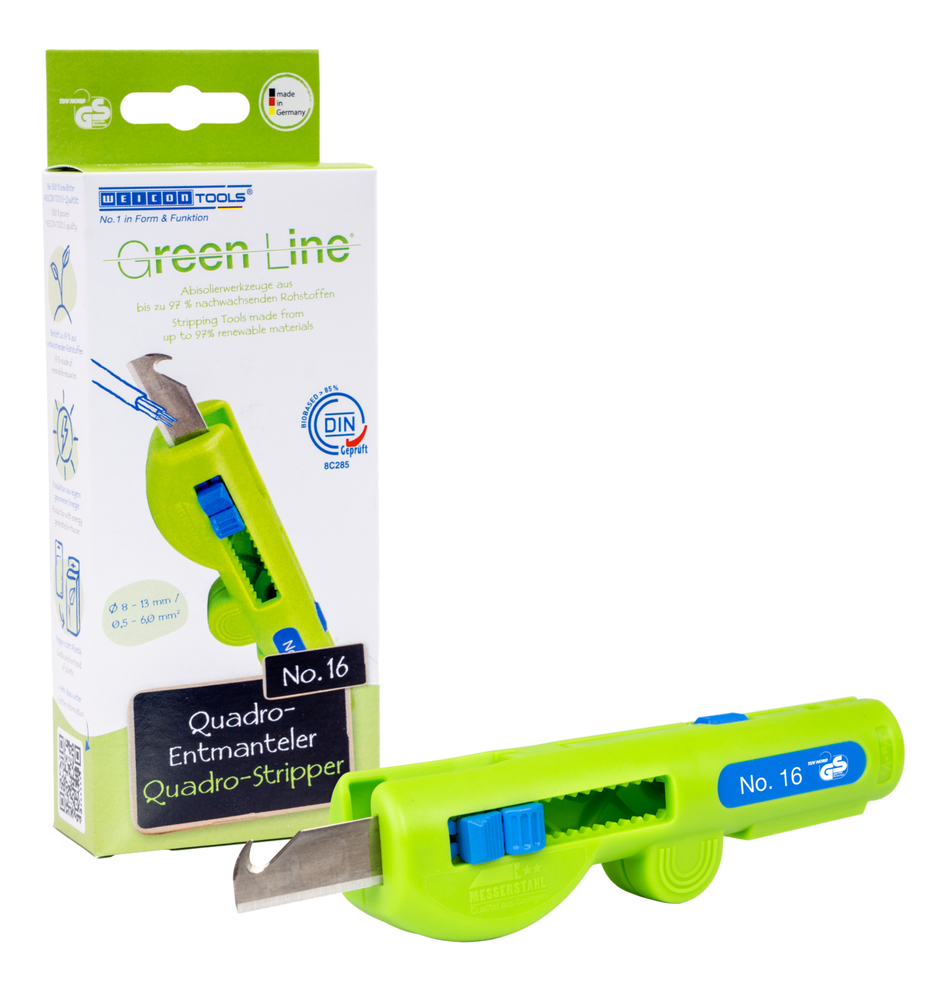 Quadro Soyucu No.16 Green Line | Sürdürülebilir sıyırma aleti I çok fonksiyonlu sıyırıcı, çalışma aralığı sıyırma 0,5 - 6,0 mm² I kaplama 8 - 13 mm Ø
