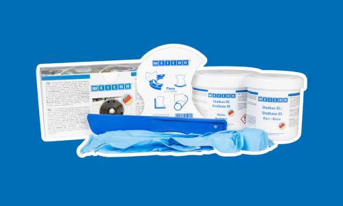 Mavi arka plan üzerinde üretan sistemi